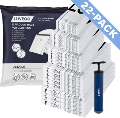 Luvego Vacuumzakken Kleding & Dekbedden - 23 Stuks / 5 Maten - Reiszakken Vacuum Opbergzakken Incl. Handpomp