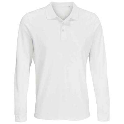 SOLS Unisex Prime Pique Polo voor volwassenen met lange mouwen (Wit)