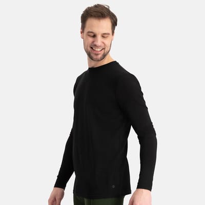 Comfortabel & Zijdezacht Bamboo Basics T-Shirts lange mouw Rolf ronde hals (2-pack) - Zwart - S