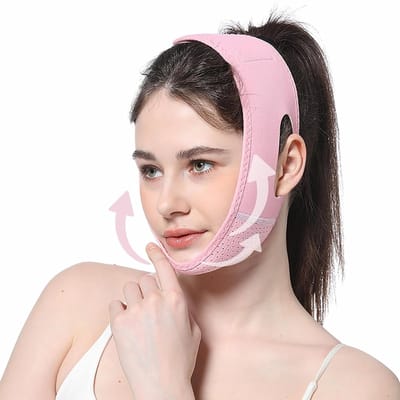 Duurzaam Slankend Gezichtsmasker voor Vrouwen, Firming en Remodelen, Jawline Lifting Band - Roze, Verstevigend en Verjongend Effect