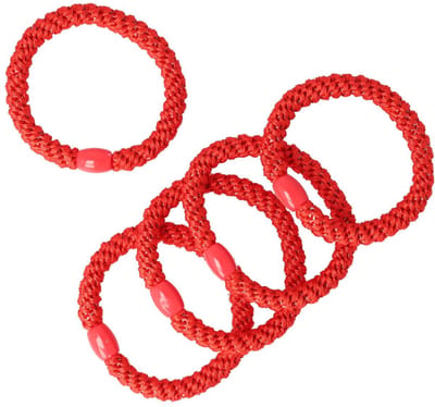 Haarsoires Haarelastieken Basic - Hair Tie - Rood - Set van 5 - Eenvoudige Haar Elastieken voor Dagelijks Gebruik