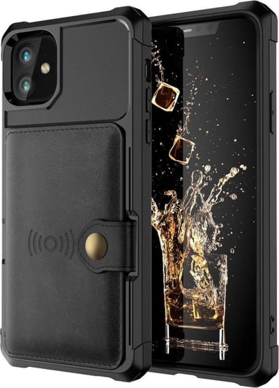 Geschikt voor Apple iPhone 11 Backcover - Zwart | 3 in 1 | Pasjeshouder met Magneet voor Autohouder