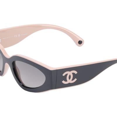 Chanel Cat Eye Zonnebril Met Logo Ontwerp Unisex Zonnebril Zwart CH6056-C534/M3 Basic Packaging-Eyeglass Case+Box,F,Black gray