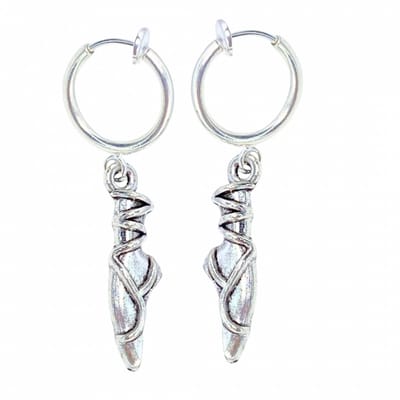 Klem oorbellen- ballet- schoen- zilverkleur-geen gaatje-Charme Bijoux