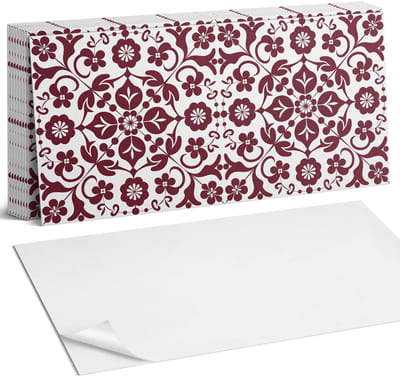 Coloray Plaktegels - Bloemenpatroon met ornamenten Zelfklevende Wandtegels - 40 cm x 20 cm - Claret Plaktegels - 10 stuks - Rechthoek PVC Tegels - Plaktegels Badkamer - Vloertegels Zelfklevend - Vinyl Tegels Zelfklevend - Portugese Tegels