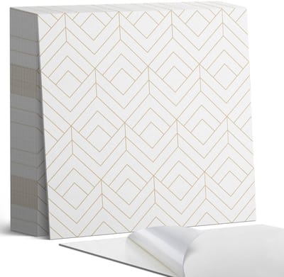 Coloray Plaktegels - Geometrisch ruitpatroon Zelfklevende Tegels - 20 cm x 20 cm - Romig Plaktegels - 20 stuks - Vierkant PVC Tegels - Plaktegels Badkamer - Plaktegels Vloer - Vinyl Tegels - Wandtegel Zelfklevend