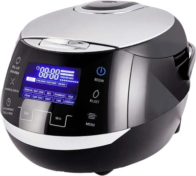 Nexvo® Rijstkoker - Koker - Stoompan - met Keramische Kom - LED-display - Zwart/Zilver - 39cm x 29cm x 24cm