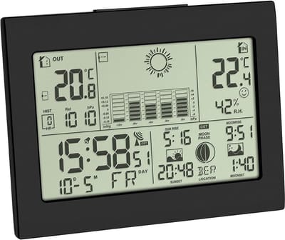 VH Supplies®Weerstation Binnen en Buiten - Draadloos weerstation - Weerdisplay - Zwart