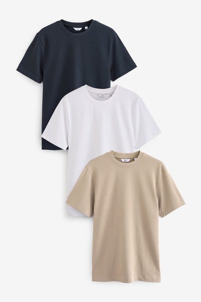 Next - Heren - Set van 3 T-shirts met standaard pasvorm - Wit