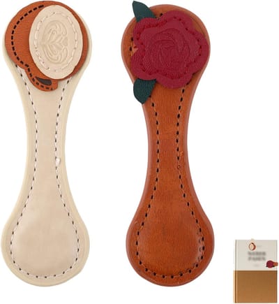 Boekenleggers voor Vrouwen, Duurzaam Leer Magnetische Boekclips met Bloem Koffiekopontwerpen Schattig Leesaccessoires voor Boekenliefhebbers