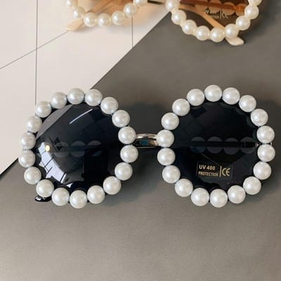 Nieuwe Luxe Parel Zonnebril Dames Mode Metalen Frame Rond Verloop UV400 Zonnebrillen Designer Merk with pouch and cloth