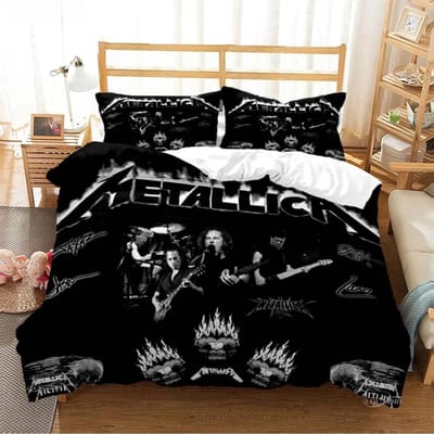 Metal Music Band M-Metallica Beddengoedset Eenpersoons Tweepersoons Tweepersoons Queen Kingsize Bedset Volwassene Kind Slaapkamer Dekbedovertrekset Thuistextiel US Twin 173x218cm