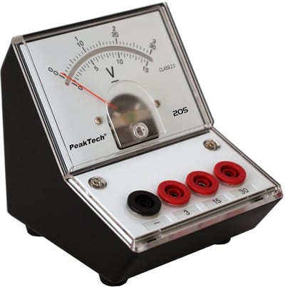 Analoge Spanningsmeter DC met Spiegelaflezing - 0-3V/15V/30V Meetbereik