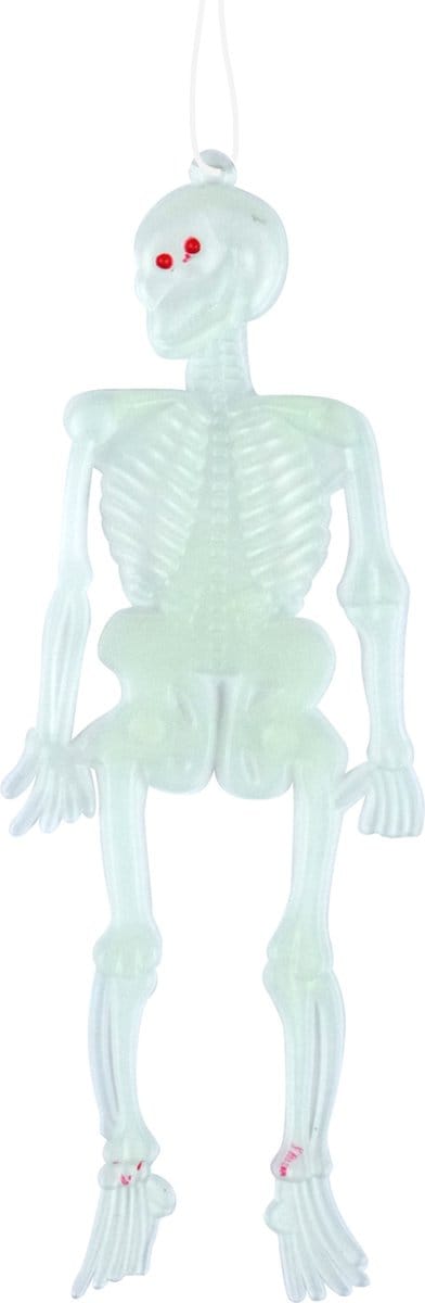 Horror skeletjes - 10x - glow in the dark - hangend - 14 cm - Halloween decoratie
