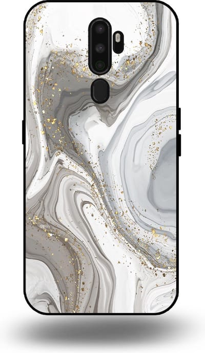 Smartphonica Telefoonhoesje geschikt voor OPPO A5 2020 met marmer opdruk - TPU backcover case marble design - Zilver geschikt voor OPPO A5 (2020)