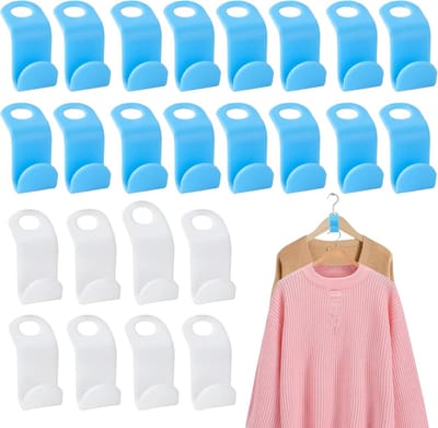 Famanu – Ruimtebesparende kleerhangers - verbindingshaken - ruimtebesparend - kunststof kleerhangers - connectorhaken - ruimtebesparend - aansluithaken voor kast - tassen - kleding