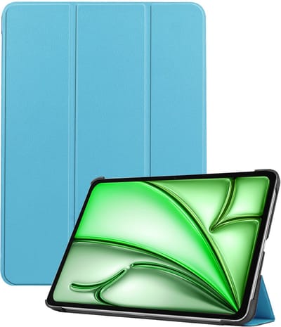Hoesje Geschikt voor Apple iPad Air M3/M4 (2025/2026) - 11 inch - Dun & Stevig - Trifold Bookcase - Hard Cover - Hardcover Book Case - Tablet Hoes - Lichtblauw