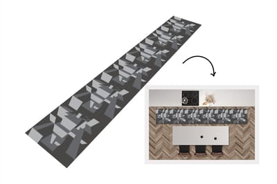Keukenloper - Loper keuken - 3D - Patronen - Zwart Wit - 300x50 cm - Keukenloper vinyl