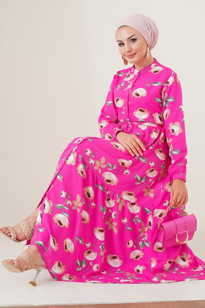 Maxi-jurk met patroon en knoopsluiting