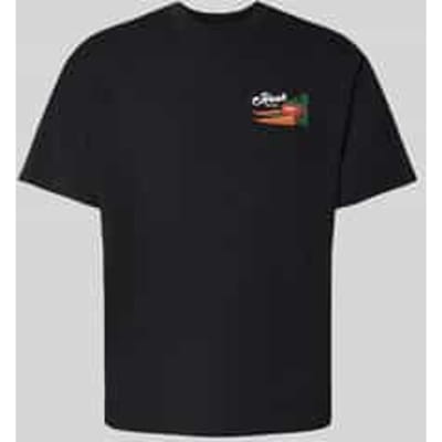T-shirt met motief-, label- en statementprint
