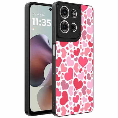 Geschikt voor Motorola Moto G56 Telefoonhoesje met Hartjes Print - Hearts Design TPU Backcover Case - Kinder Hoesje met Hartjes Design - Smartphonica geschikt voor Motorola Moto G56