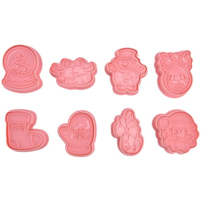 8 stuks Cakevorm Roze DIY Maken Schattige Kerststijl Veilig Betrouwbaar Duurzaam Vruchtensnijders voor Thuis L(for 6.5-9kg) pink