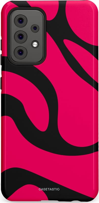 Casetastic hoesje geschikt voor Samsung Galaxy A52 (2021) 5G / Samsung Galaxy A52 (2021) 4G - Dubbellaagse bescherming - Zwart Roze Mamba Golven - Fashion Case - Roze Zwart