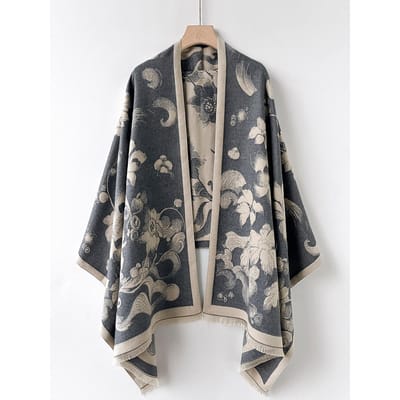 Luxe Winter Kasjmier Sjaal Voor Vrouwen Warm Jacquard Pashmina Deken Poncho Dikke Foulard Sjaal Ontwerp Vrouwelijke Bufanda gray