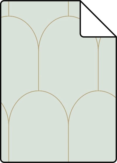 Proefstaal ESTAhome behang art deco motief mintgroen en goud - 26.5 x 21 cm - 139202-S