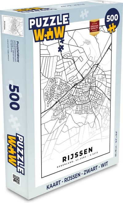 Puzzel Kaart - Rijssen - Zwart - Wit - Legpuzzel - Puzzel 500 stukjes