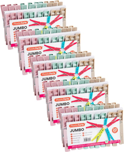 Plasticforte Wasknijpers XL formaat - 100x stuks - pastel kleuren mix - kunststof - 10 cm - Was ophangen