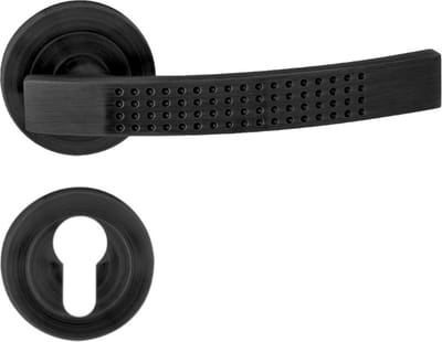 Domino® Deurkrukgarnituur ALMA-R ECO BLACK - Zwart - PZ-Profielcilinderset met Ronde Rozette - Deurbeslag van aluminium - Deurklink voor kamerdeur, kantoordeur, kelderdeur en binnendeur