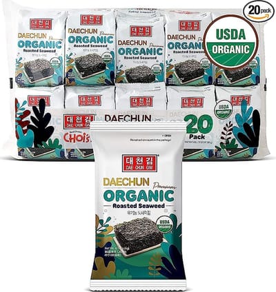 DAECHUN (Choi's1) Premium biologische zeewiersnacks, 4gr x 20 stuks, origineel, product van Korea Premium, Organic, 80 gr