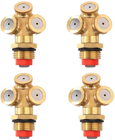 Dailygoods- Spuitmond 4 Stuks - Messing Vernevelingsspuitmond - Irrigatie-Fitting - Waterconnector - Tuinsproeier - Duurzaam Materiaal - Sproeikop