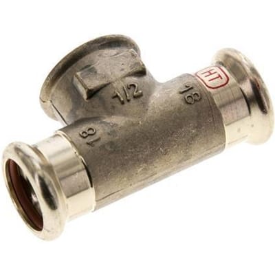 Tee Press Fitting - 18mm & Rp 1/2'' Persmof - Koperlegering