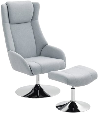 Relaxfauteuil met Voetenbank - Fauteuil - Moderne Relaxstoel - Verstelbare Rugleuning - in 360° Draaibaar - tot 120 kg - Relaxstoel - Ligstoel - TV Stoel - Loungestoel - Leesstoel - Grijs