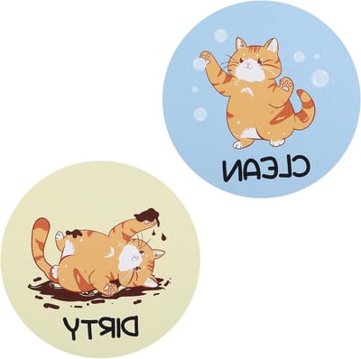 Grappige vaatwassermagneet voor katten - Dubbelzijdig omkeerbaar - Schoon Vies - Keukenaccessoires - Vaatwasser - Koelkast - Wasruimte - Reinigingsstatus - 2 stuks.