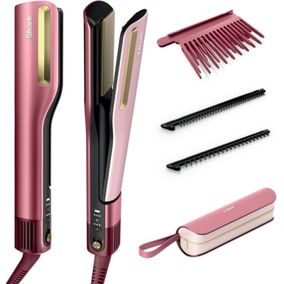 Shark SilkiPro Straight Hair Straightener + Dryer in One Tool - Rose Petal