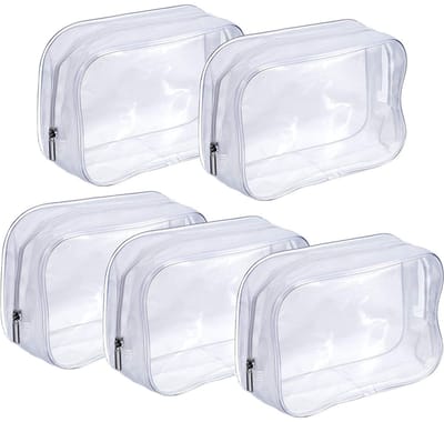 Dailygoods- Cosmetica Tas Waterdicht - Toilettas Dames/Heren - Reisorganizer - Transparant - Set van 5 - 17 x 6 x 12 cm