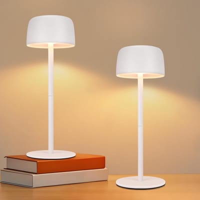 Glitzerlife - Tafellamp Bureaulamp Draadloos Nachtlampje -2 stuks dimbaar touch 3 kleurtemperaturen - LED leeslamp oplaadbaar USB - verstelbaar waterdicht IP44 - Ø9cm - Wit