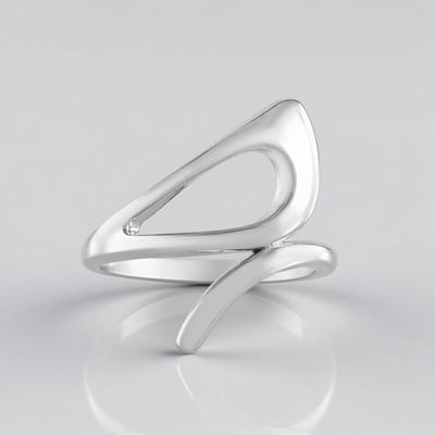 Cavill - 925 Sterling Zilveren Ring - Geplatineerd - Open Damesring - Modern Asymmetrisch Design - Minimalistisch & Stijlvol - 21x20 mm