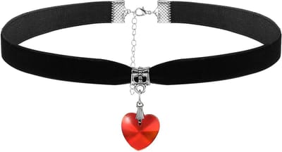 Zwarte Fluwelen Choker Ketting voor Vrouwen met Hartje - Vintage Goth Stijl, Verstelbare Choker voor Valentijnsdag, Halloween en Cosplay Feestjes