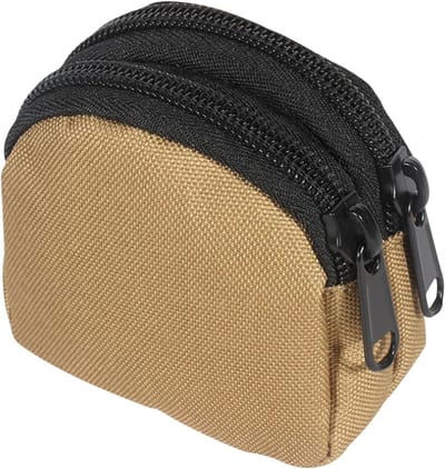 Compacte EDC Tas met Rits, Handige Organizer voor Kleine Accessoires en Sleutelhanger Portemonnee voor Mannen, Khaki, Stijlvol en Functioneel