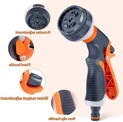 Multifunctionele Tuinspuit met 8 Verschillende Spraystanden voor Tuinirrigatie, Hoge Druk Handspuit, Grondbesproeiing en Dierenverzorging