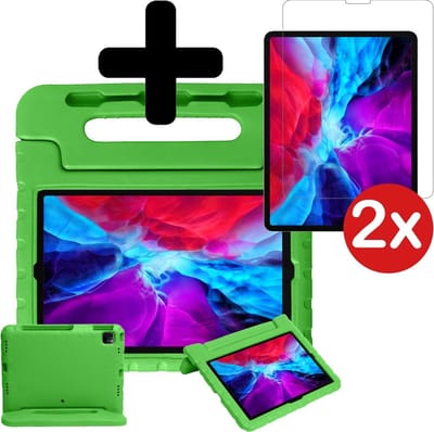 Hoesje - Geschikt voor Apple iPad Pro (2020) - 11 inch - Met 2x Screenprotector - Kinderhoes - Shockproof Bumper - Kidsproof Case - Tablethoes - Kinder Hoes Cover - Groen