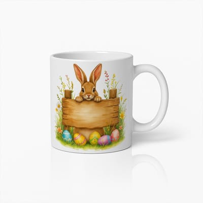 Schattige Paashaas Mok met Kleurrijke Paaseieren – Feestelijke Lente Vakantie Koffiebeker
