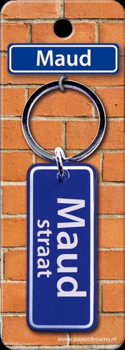 Paper Dreams Sleutelhanger Straatnaam Maud 9 Cm Staal Blauw