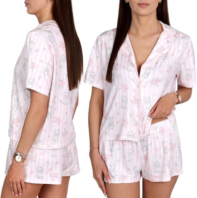 Aristocats Marie Damespyjama met knoopjes, tweedelige zomerpyjama met korte mouwen