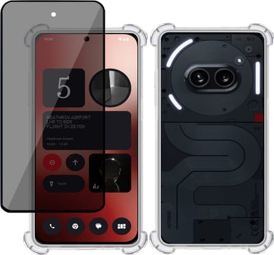 Hoesje + Privé Screenprotector geschikt voor Nothing Phone 2a / 2a Plus – Privacy Tempered Glass - Case Transparant