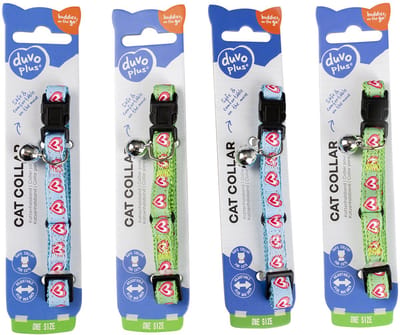Duvoplus - Halsband Voor Dieren - Kat - Kattenhalsband Hartjes Nylon 20-30cm / 10mm Groen/blauw - 1st